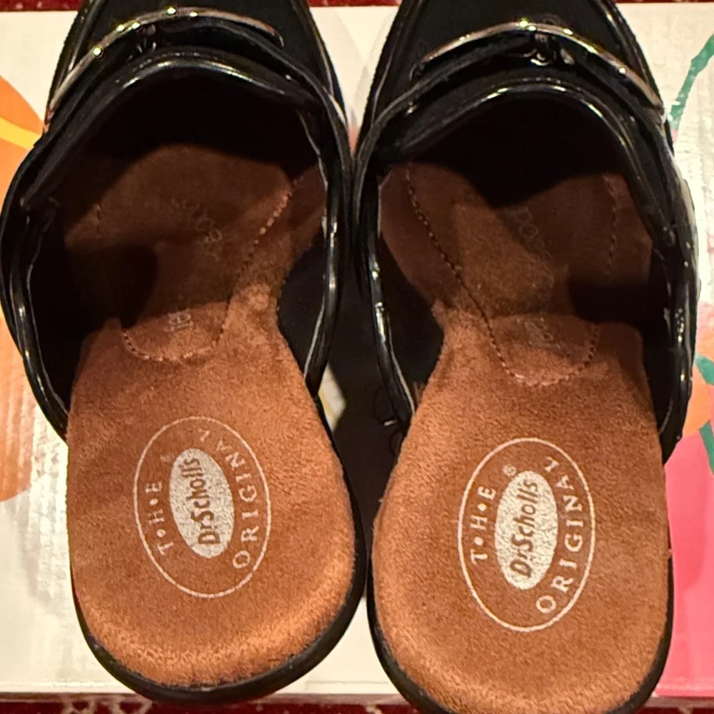 Dr. Scholl's Black Suede Mules with Silver Accent - Picture 7 of 8